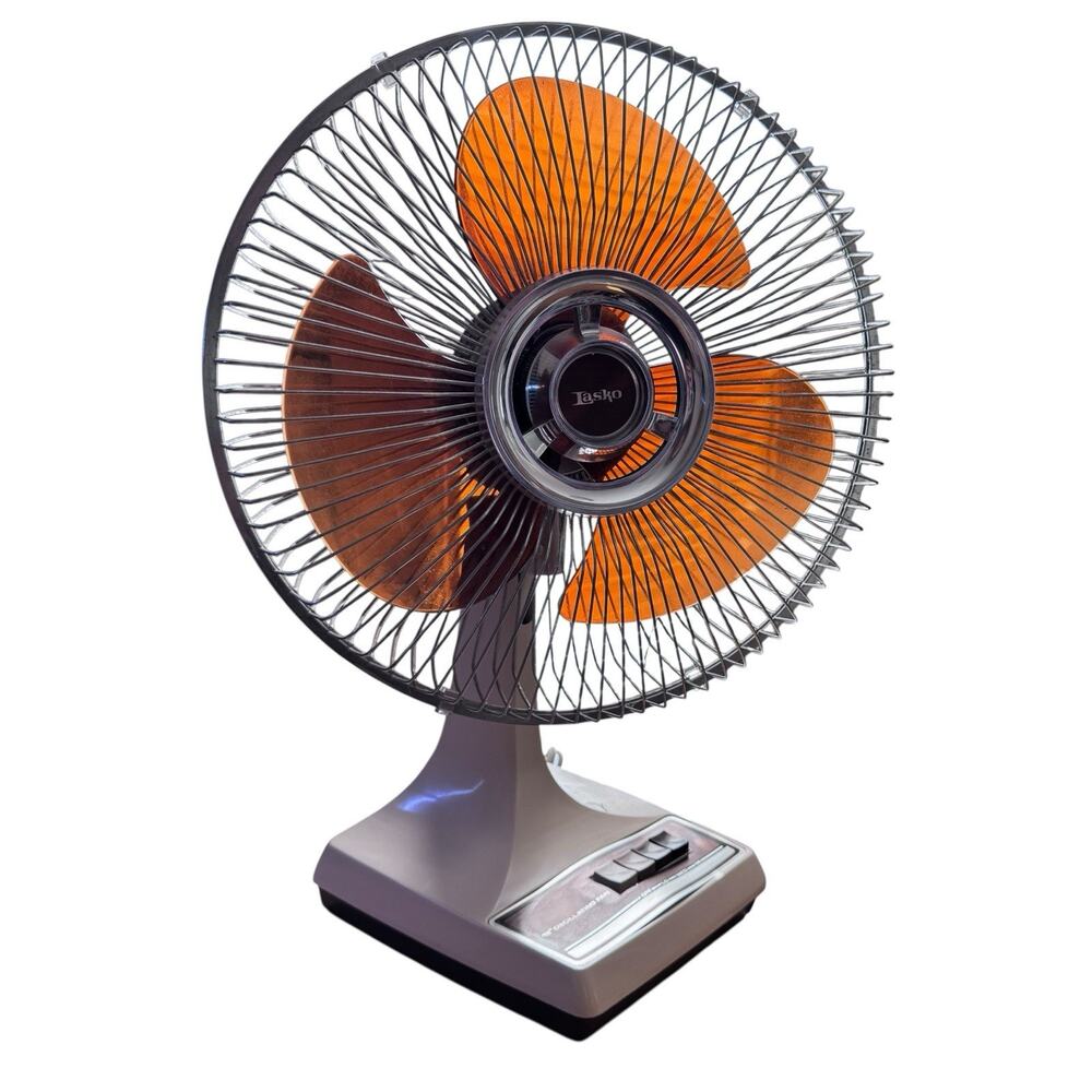 RARE Vintage Lasko Clear Amber/Brown Blade 12 inch 3-Speed Oscillating Fan 12”